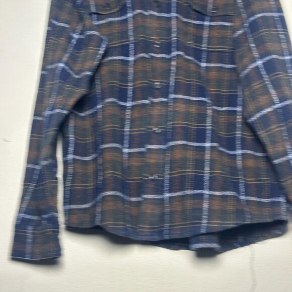 Orvis Button Up Casual Shirt Men L Plaid Blue Lumberjack Gorp Winter Fall Tough - Picture 11 of 14